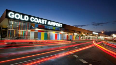 The Gold Coast Airport terminal at dusk